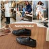 image:imageXRH Womens Slip on Shoes PU Leather Tennis Shoes Women Causal Sneakers Non Slip Work ShoeFull Black