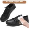 image:imageXRH Womens Slip on Shoes PU Leather Tennis Shoes Women Causal Sneakers Non Slip Work ShoeFull Black