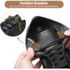 image:imageXRH Womens Slip on Shoes PU Leather Tennis Shoes Women Causal Sneakers Non Slip Work ShoeFull Black