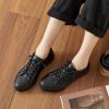 image:imageXRH Womens Slip on Shoes PU Leather Tennis Shoes Women Causal Sneakers Non Slip Work ShoeFull Black