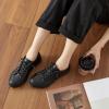 image:imageXRH Womens Slip on Shoes PU Leather Tennis Shoes Women Causal Sneakers Non Slip Work ShoeFull Black