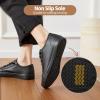 image:imageXRH Womens Slip on Shoes PU Leather Tennis Shoes Women Causal Sneakers Non Slip Work ShoeFull Black