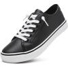 image:imageXRH Womens Slip on Shoes PU Leather Tennis Shoes Women Causal Sneakers Non Slip Work ShoeBlack