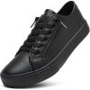 image:imageXRH Womens Slip on Shoes PU Leather Tennis Shoes Women Causal Sneakers Non Slip Work ShoeFull Black