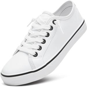 image:imageXRH Womens Slip on Shoes PU Leather Tennis Shoes Women Causal Sneakers Non Slip Work ShoeWhite