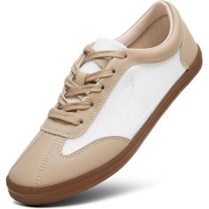 image:imageXRH Womens Tennis Shoes Lightweight Casual Shoes Mesh Breathable Walking Shoe for Women Low Top SneakersBeige White