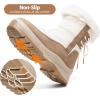 image:imageXRH Womens Black Waterproof Snow Boots Winter Mid Calf Fur Lined Boots for Women NonSlip Fuzzy Platform Booties for Cold WeatherBeige Brown