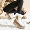 image:imageXRH Womens Black Waterproof Snow Boots Winter Mid Calf Fur Lined Boots for Women NonSlip Fuzzy Platform Booties for Cold WeatherBeige Brown