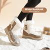 image:imageXRH Womens Black Waterproof Snow Boots Winter Mid Calf Fur Lined Boots for Women NonSlip Fuzzy Platform Booties for Cold WeatherBeige Brown
