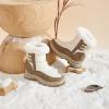 image:imageXRH Womens Black Waterproof Snow Boots Winter Mid Calf Fur Lined Boots for Women NonSlip Fuzzy Platform Booties for Cold WeatherBeige Brown