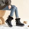 image:imageXRH Womens Black Waterproof Snow Boots Winter Mid Calf Fur Lined Boots for Women NonSlip Fuzzy Platform Booties for Cold WeatherBlack