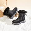 image:imageXRH Womens Black Waterproof Snow Boots Winter Mid Calf Fur Lined Boots for Women NonSlip Fuzzy Platform Booties for Cold WeatherBlack