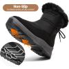 image:imageXRH Womens Black Waterproof Snow Boots Winter Mid Calf Fur Lined Boots for Women NonSlip Fuzzy Platform Booties for Cold WeatherBlack