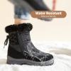 image:imageXRH Womens Black Waterproof Snow Boots Winter Mid Calf Fur Lined Boots for Women NonSlip Fuzzy Platform Booties for Cold WeatherBlack