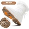 image:imageXRH Womens Black Waterproof Snow Boots Winter Mid Calf Fur Lined Boots for Women NonSlip Fuzzy Platform Booties for Cold WeatherWhite